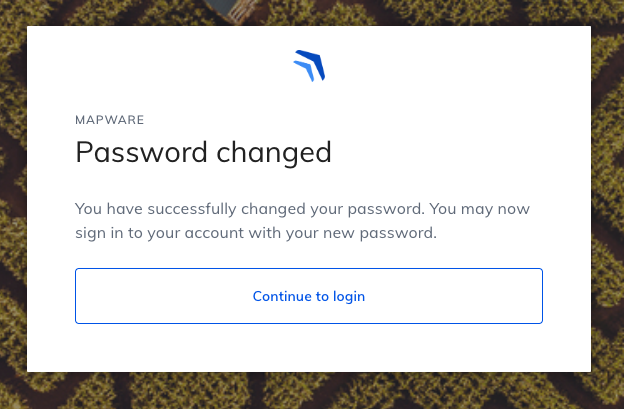 Password changed screen